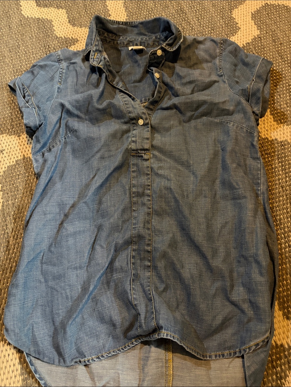 J. Crew Navy Blue Short-Sleeve Button Front Blouse